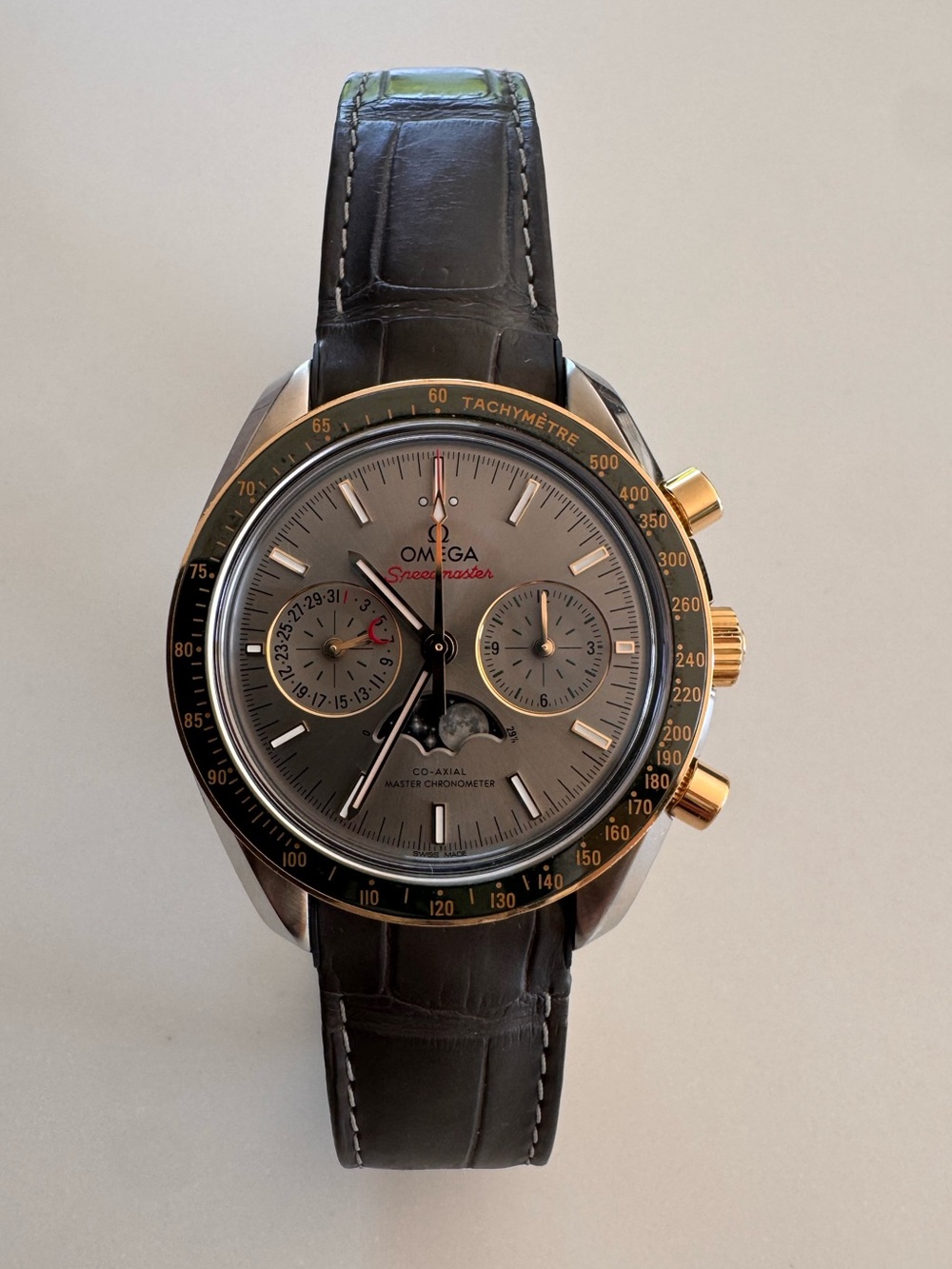 Omega Moonphase Luxury Men's Black Leather Strap Chronograph Watch July 2025
